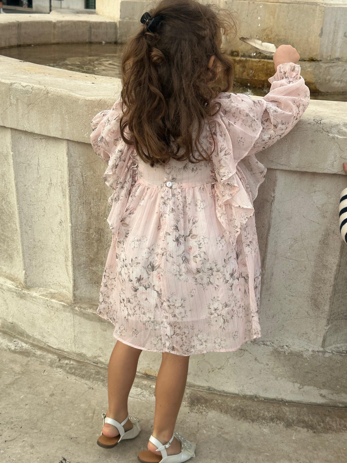Fustan/bluze e gjate chiffon me lule, purem