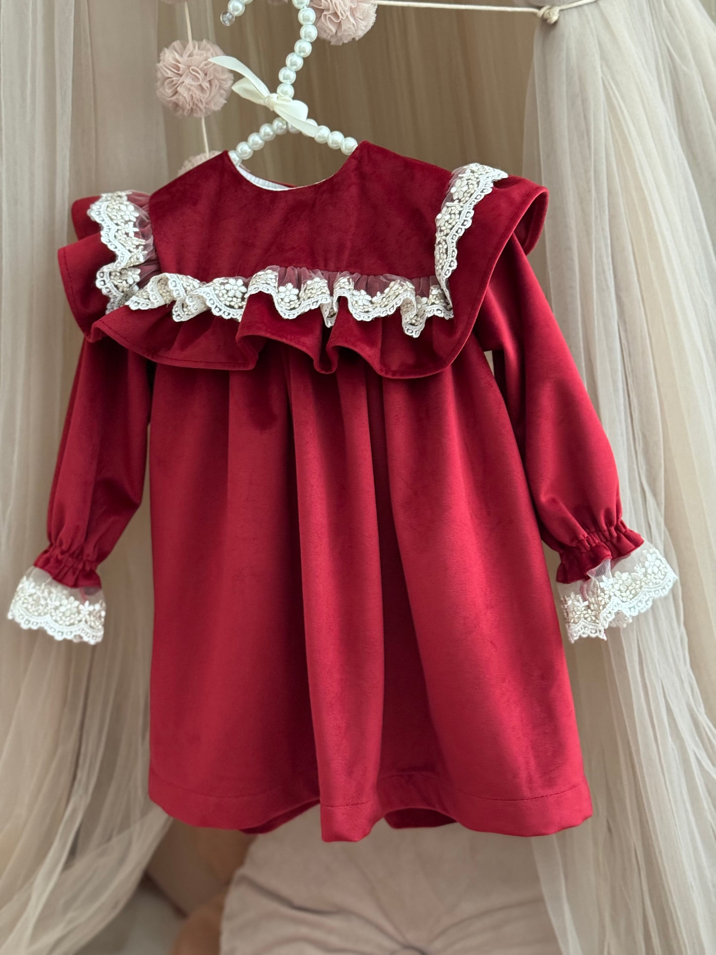 Fustan festiv bordo velvet, crd