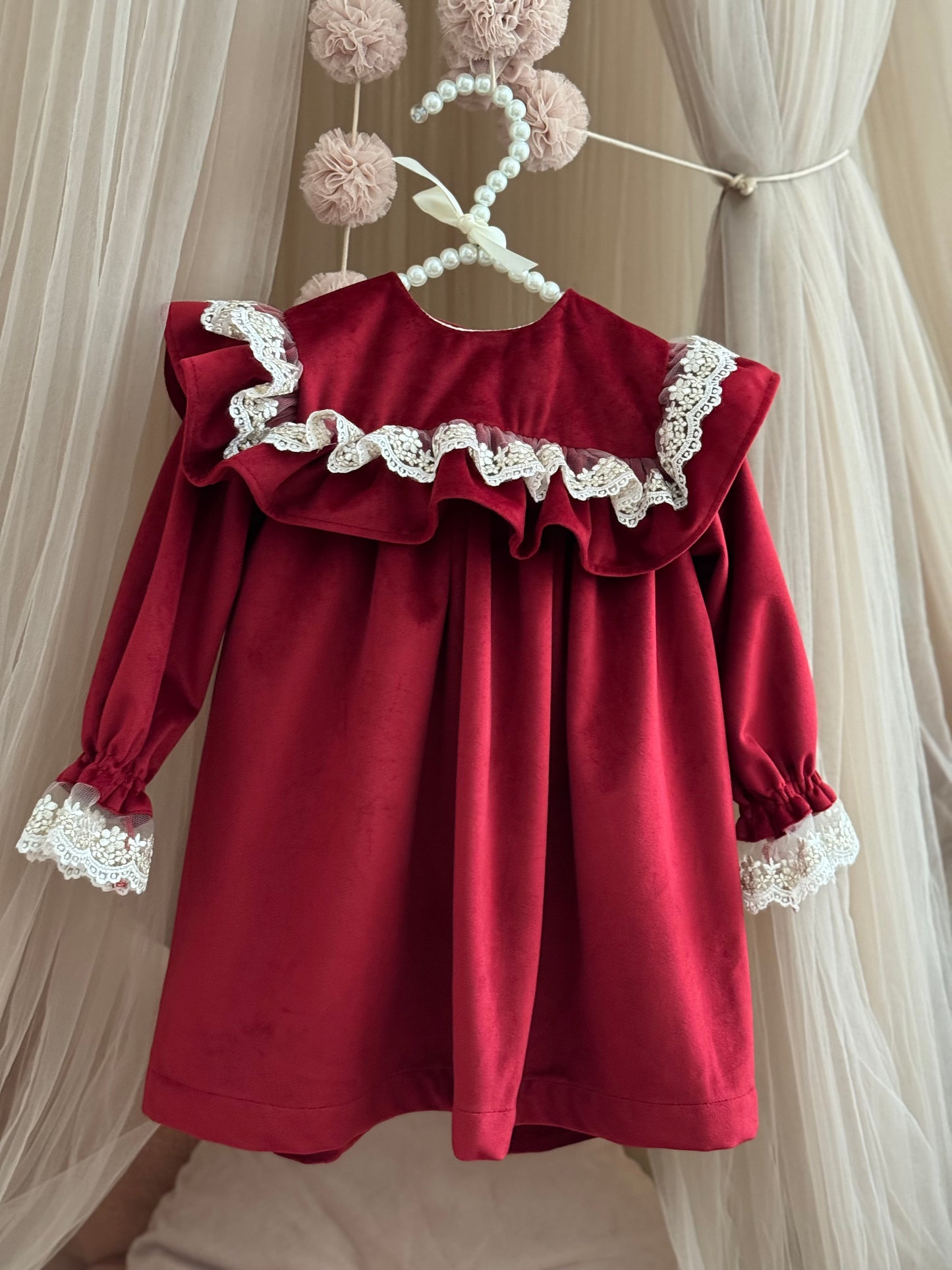 Fustan festiv bordo velvet, crd