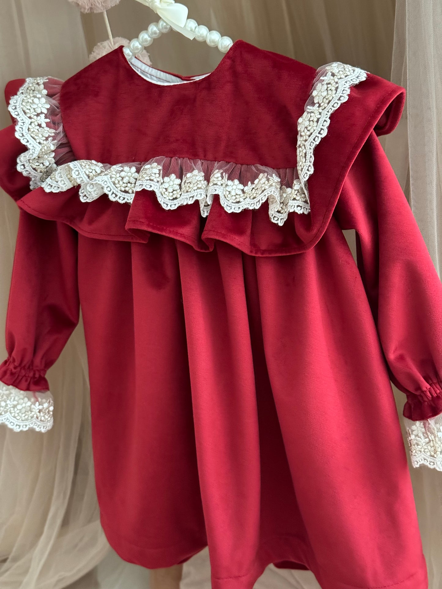 Fustan festiv bordo velvet, crd