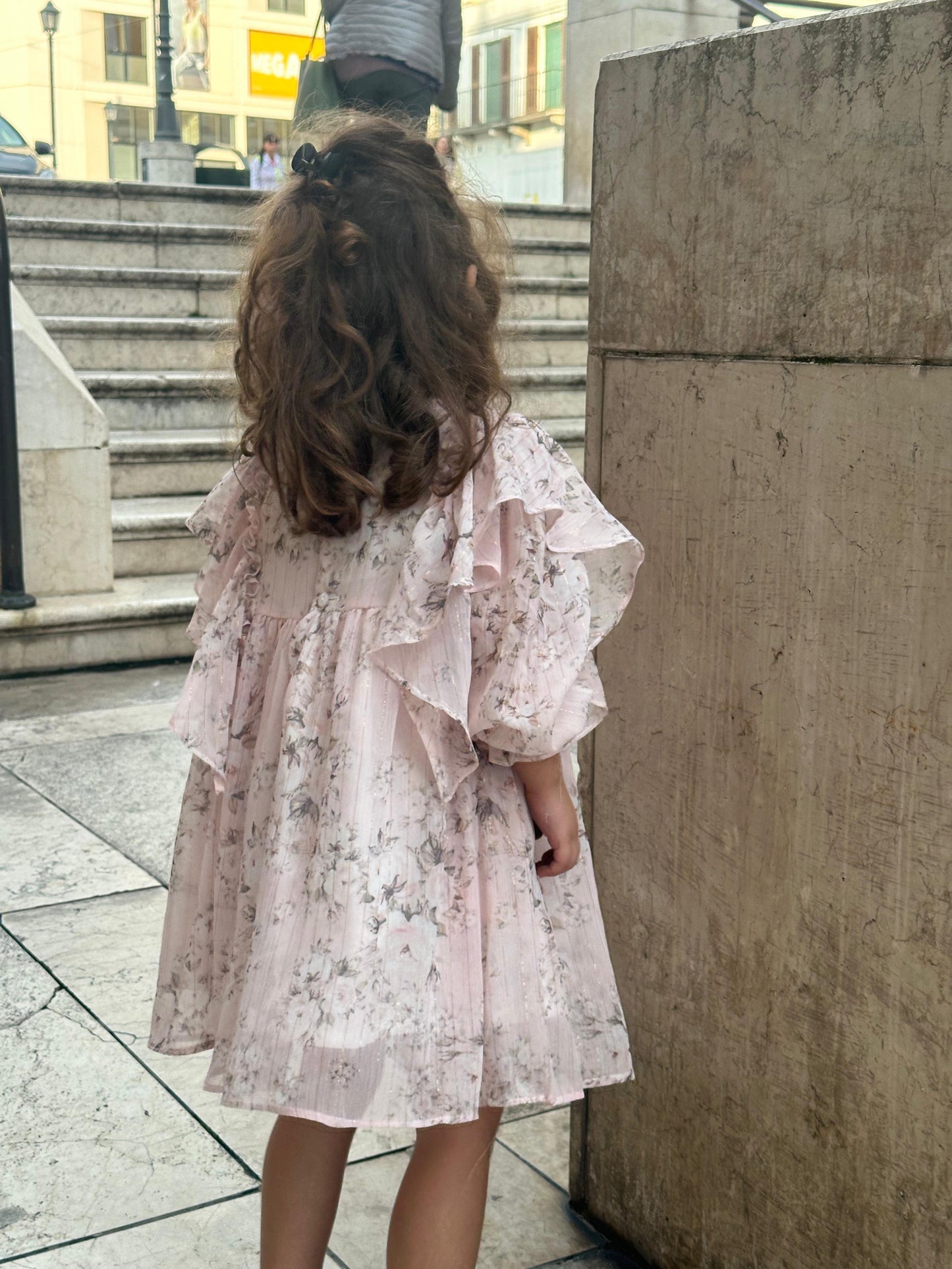 Fustan/bluze e gjate chiffon me lule, purem